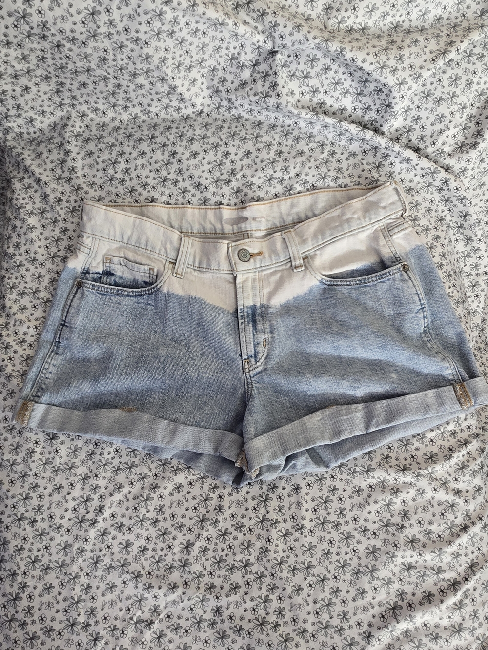 Old Navy Two-Tone Light Blue and White Denim Boyfriend Shorts